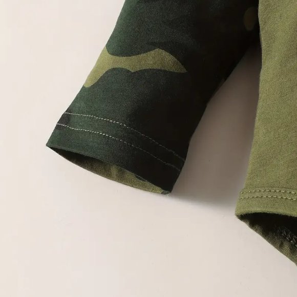 Baby Boy's Camouflage Long Sleeve Suit, NEW TO THE CREW Letter Printed Romper - Picture 3 of 6